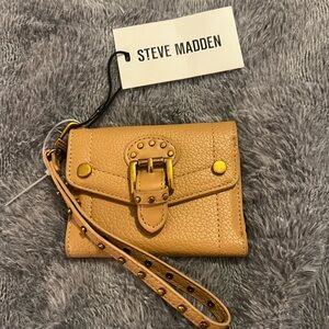 Steve Madden Gold Buckle Tan Wristlet